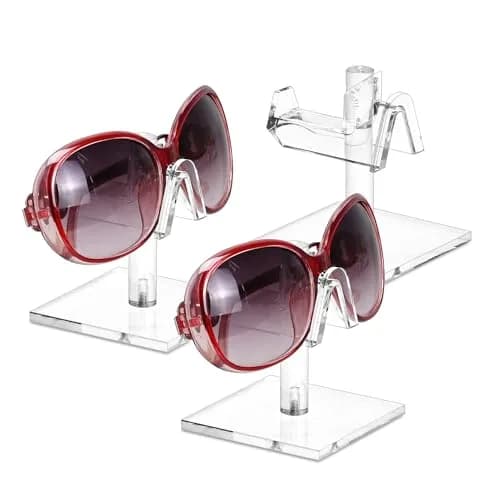 MOOCA 3-Piece Acrylic Eyewear Riser Display Stand for Sunglasses | Modern Clear Acrylic Eyewear Organizer (2 3/4"W x 2 3/4"D x 3"H) thumbnail 1