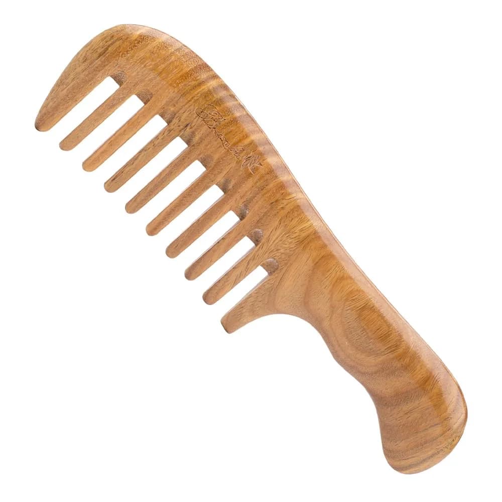 Breezelike Wooden Wide Tooth Hair Comb 7.1" | Detangling & Scalp Massage — Wide Tooth - One Piece