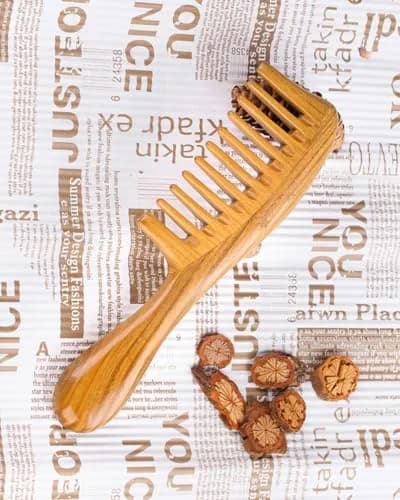 Breezelike Wide Tooth Hair Comb for Curly Hair | Wooden Detangling Comb with Natural Sandalwood (8") thumbnail 6