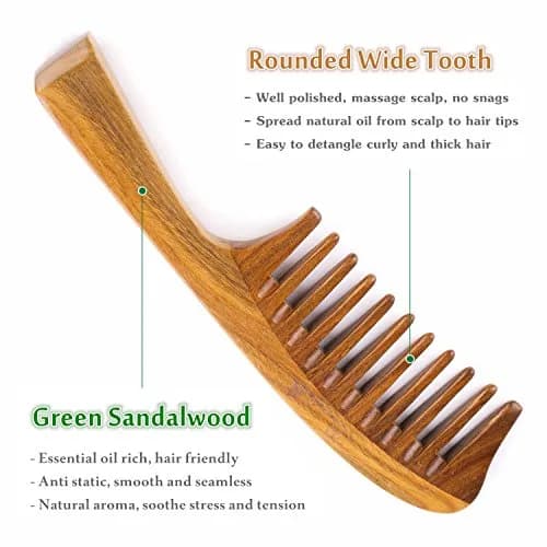 Breezelike Wide Tooth Comb for Curly Hair | Sandalwood Detangler with Natural Fragrance (70-120 chars) thumbnail 3