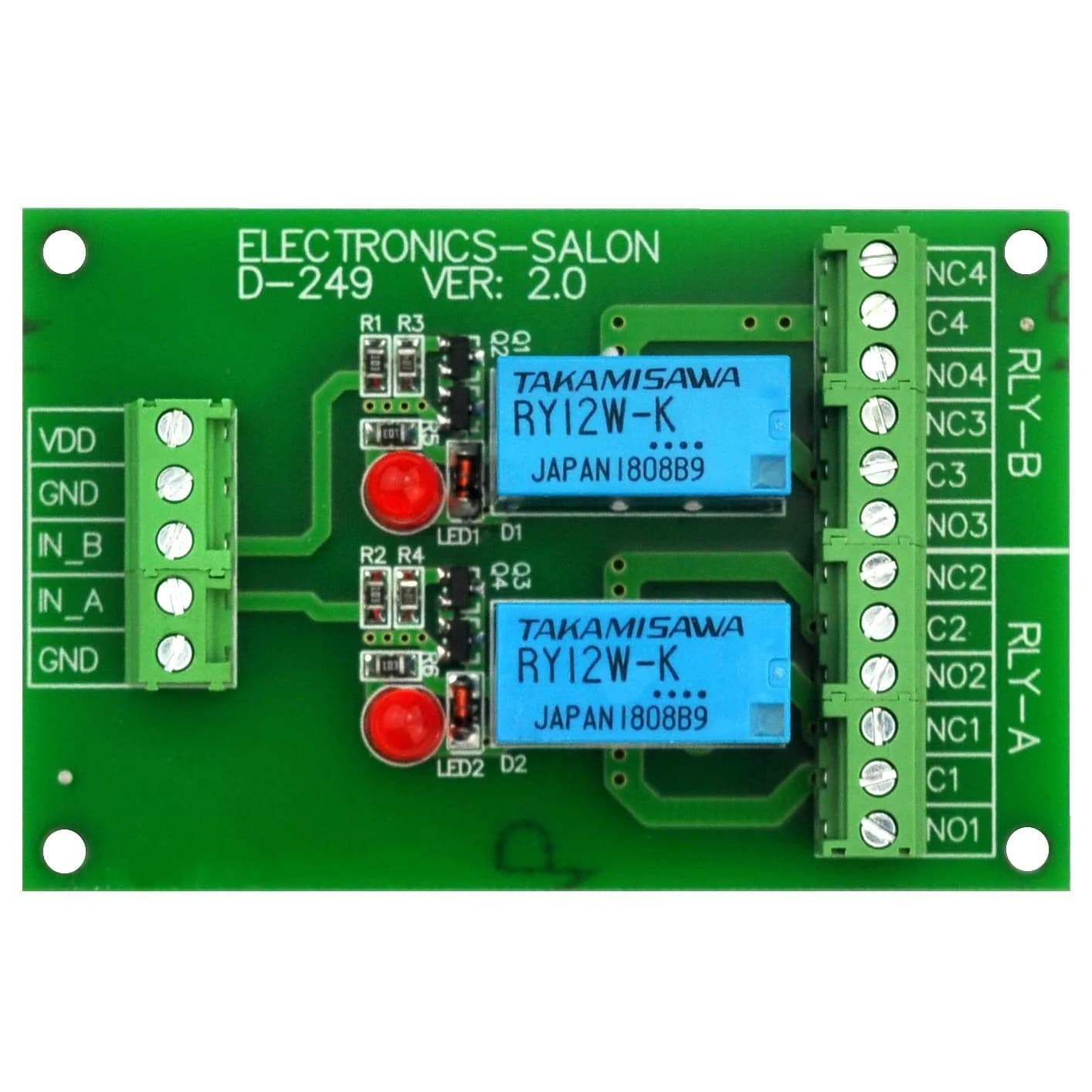 Electronics-Salon 2 DPDT Signal Relay Module Board DC 12V | For Arduino Raspberry-Pi 8051 PIC - main product image