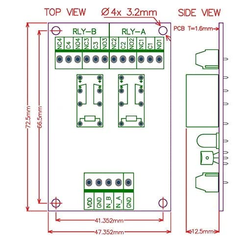Electronics-Salon 2 DPDT Signal Relay Module Board DC 12V | For Arduino Raspberry-Pi 8051 PIC thumbnail 5