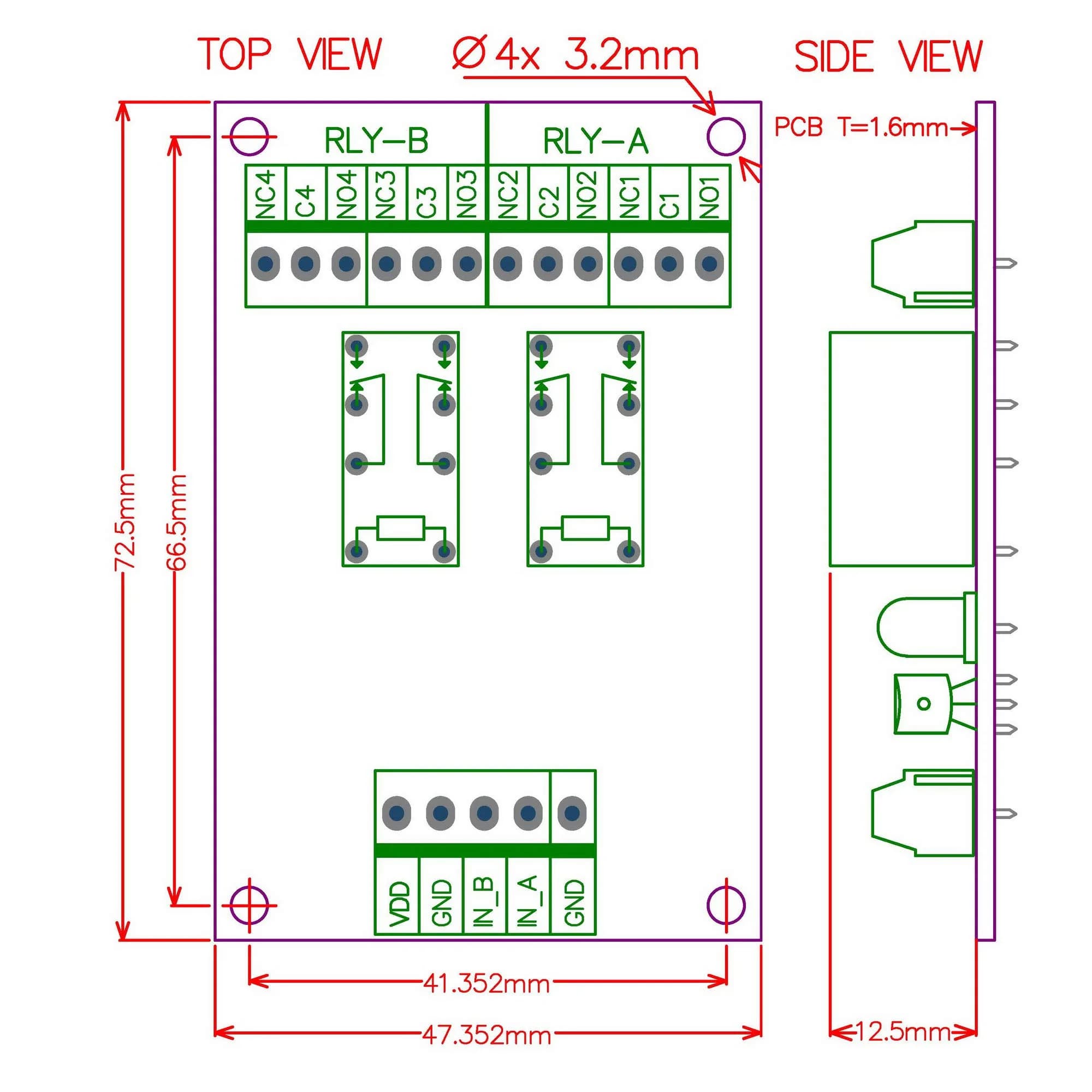 Electronics-Salon 2 DPDT Signal Relay Module Board DC 24V | for Arduino Raspberry-Pi - view 5