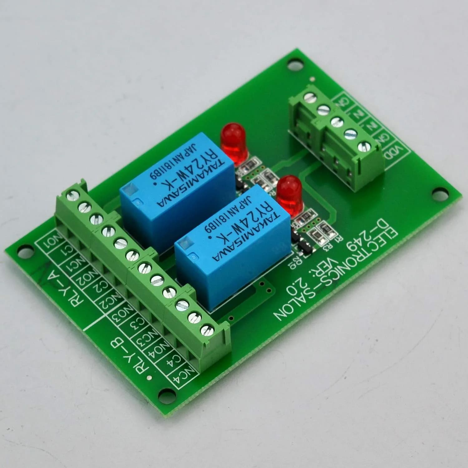Electronics-Salon 2 DPDT Signal Relay Module Board DC 24V | for Arduino Raspberry-Pi - view 3