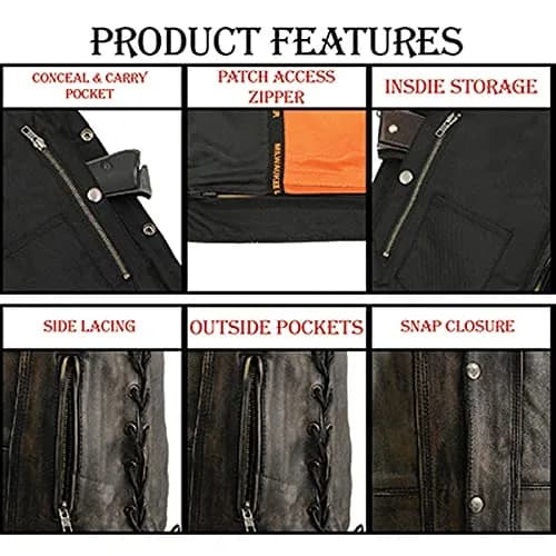 Milwaukee Leather MLM3540 Men's Distressed Brown 10 Pocket Motorcycle Leather Vest | Vintage Worn Look, 4X-Large thumbnail 6
