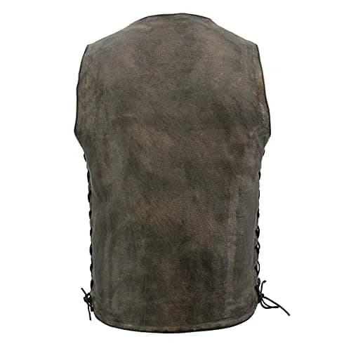 Milwaukee Leather MLM3540 Men's Distressed Brown 10 Pocket Motorcycle Leather Vest | Vintage Worn Look, 4X-Large thumbnail 2