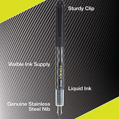Pilot Varsity Disposable Fountain Pens, Blue Ink, Medium Point | Smooth, Refillable Fountain Pen for Students & Professionals thumbnail 2