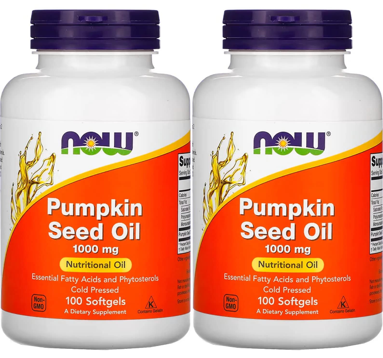 NOW Foods Pumpkin Seed Oil 1000mg Soft-gels, 200 Count (100X2 Pack) | Cold-Pressed Essential Fatty Acids - main product image