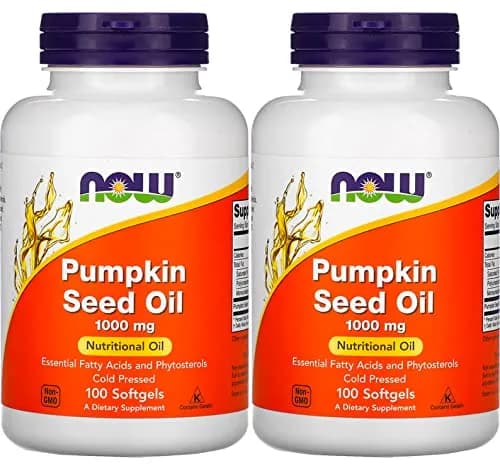 NOW Foods Pumpkin Seed Oil 1000mg Soft-gels, 200 Count (100X2 Pack) | Cold-Pressed Essential Fatty Acids thumbnail 1