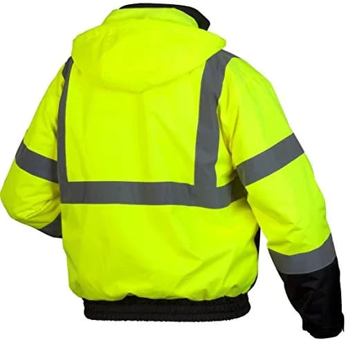 Pyramex Safety RJ31 Series Waterproof Class 3 Fleece Bomber Safety Jacket, Lime, Large | High-Visibility Waterproof Workwear thumbnail 4
