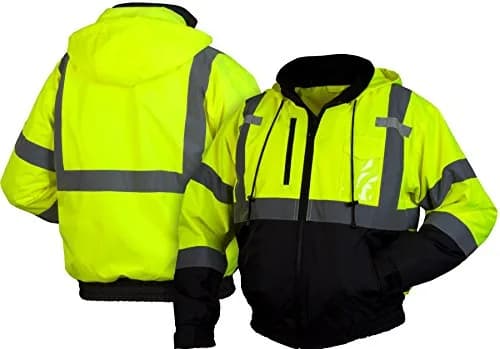 Pyramex Safety RJ31 Series Waterproof Class 3 Fleece Bomber Safety Jacket, Lime, Large | High-Visibility Waterproof Workwear thumbnail 5