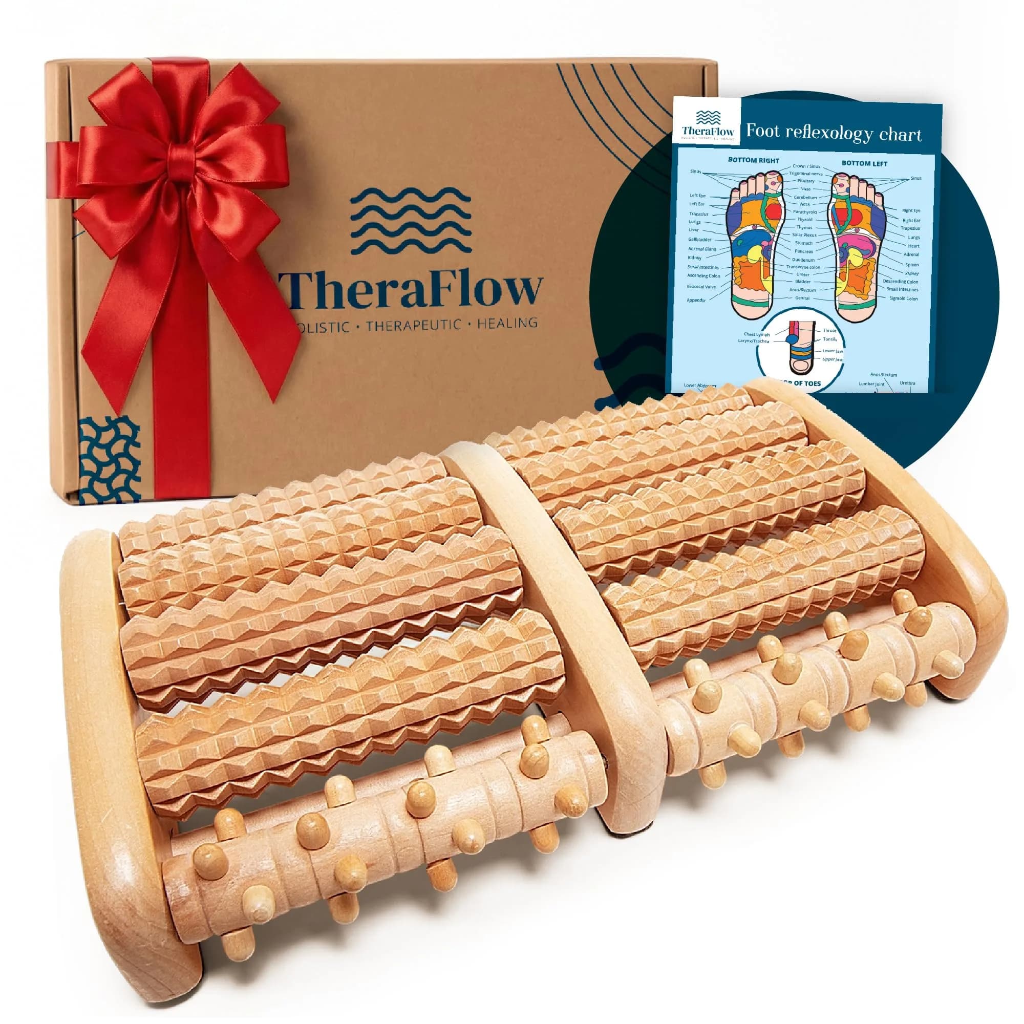 TheraFlow Wooden Foot Roller Massager for Plantar Fasciitis Relief | 2.5cm (1.0in) x 7.5cm (3.0in) x 11.2cm (4.4in) - main product image