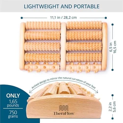 TheraFlow Wooden Foot Roller Massager for Plantar Fasciitis Relief | 2.5cm (1.0in) x 7.5cm (3.0in) x 11.2cm (4.4in) thumbnail 5