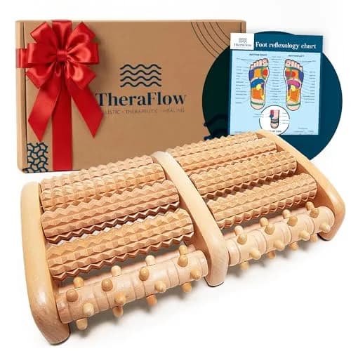 TheraFlow Wooden Foot Roller Massager for Plantar Fasciitis Relief | 2.5cm (1.0in) x 7.5cm (3.0in) x 11.2cm (4.4in) thumbnail 1