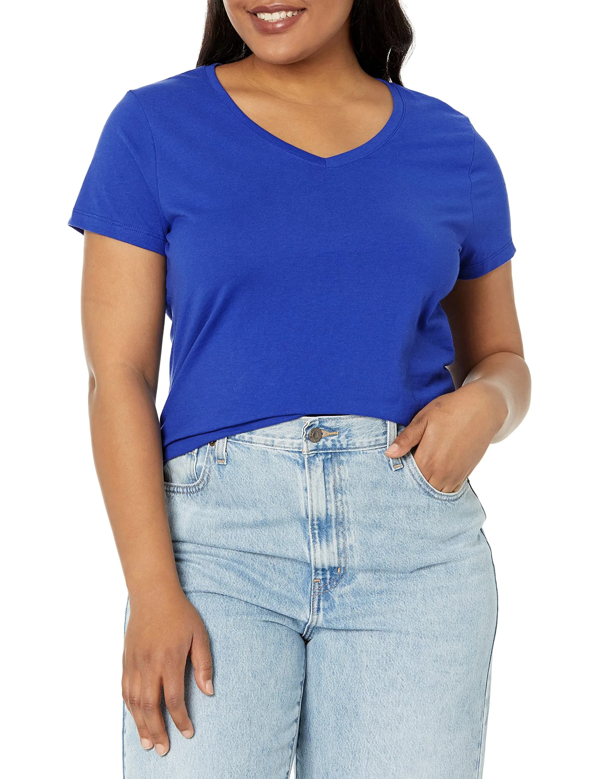 Hanes Women's X-Temp V-Neck Tee, Deep Royal, XX-Large | Dynamic Moisture Control for Comfort