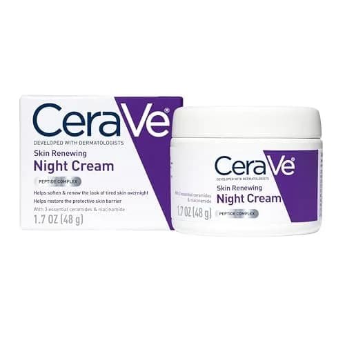 CeraVe Skin Renewing Night Cream Peptide Complex Hyaluronic Acid Ceramide Moisturizer for Face 1.7 Ounce thumbnail 1
