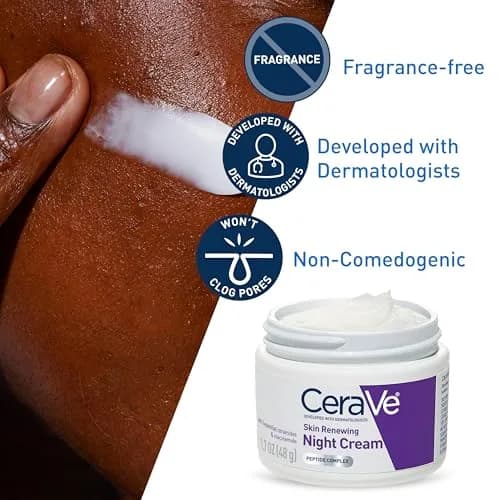 CeraVe Skin Renewing Night Cream Peptide Complex Hyaluronic Acid Ceramide Moisturizer for Face 1.7 Ounce thumbnail 2