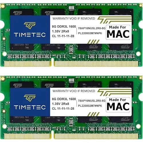 Timetec 16GB KIT(2x8GB) DDR3L 1600MHz SODIMM RAM for Apple Mac | 16 GB (2 x 8 GB) thumbnail 1