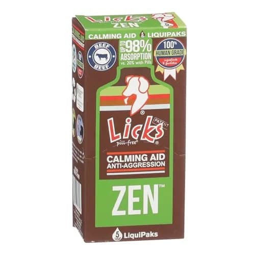 Licks Pill Free Licks Zen Calming Aid, L-Theanine, Braised Beef Flavor, 5 Packets | Fast-Acting Pet Stress Support thumbnail 1