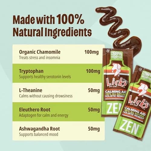 Licks Pill Free Licks Zen Calming Aid, L-Theanine, Braised Beef Flavor, 5 Packets | Fast-Acting Pet Stress Support thumbnail 2