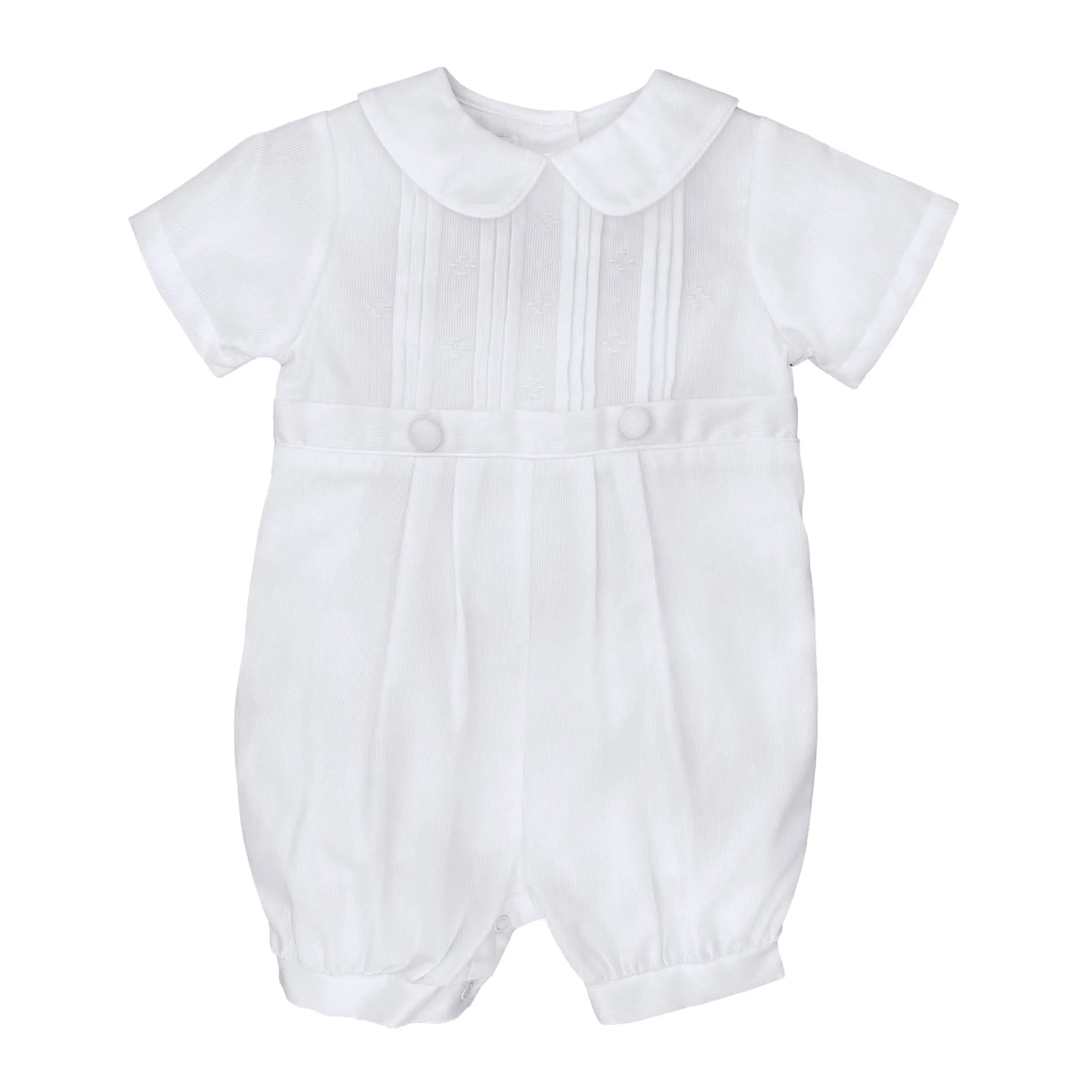 Petit Ami Baby Boys' Pique Christening Knicker with Hat, 3 Months, White | Heirloom-Quality Baptism Outfit