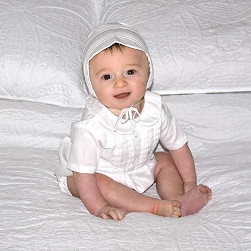Petit Ami Baby Boys' Pique Christening Knicker with Hat, 3 Months, White | Heirloom-Quality Baptism Outfit thumbnail 6