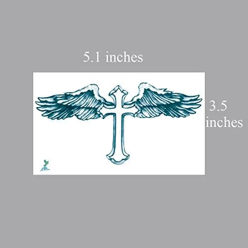 Yeeech Temporary Tattoos for Men Waterproof Long Lasting Neck Design Cross Blessed Wings America Tribal Religious (4 Sheets) | Water-Resistant & Durable thumbnail 2
