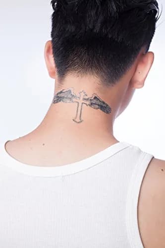 Yeeech Temporary Tattoos for Men Waterproof Long Lasting Neck Design Cross Blessed Wings America Tribal Religious (4 Sheets) | Water-Resistant & Durable thumbnail 3