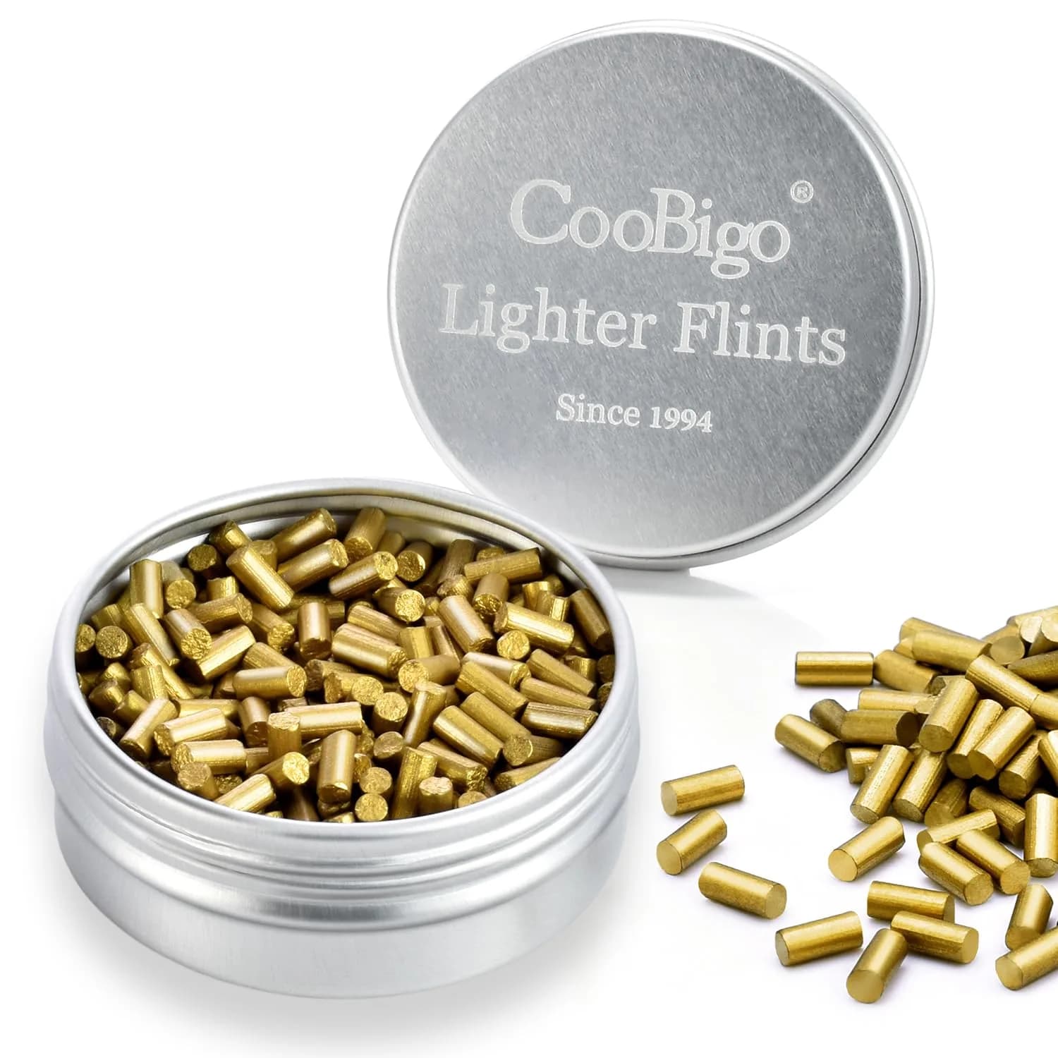 CooBigo Ferrocerium Lighter Flint Stones 2.2mm x 5.1mm (480pcs, 60g) | Universal Replacement for Petrol & Gas Lighters — 500pcs Glod