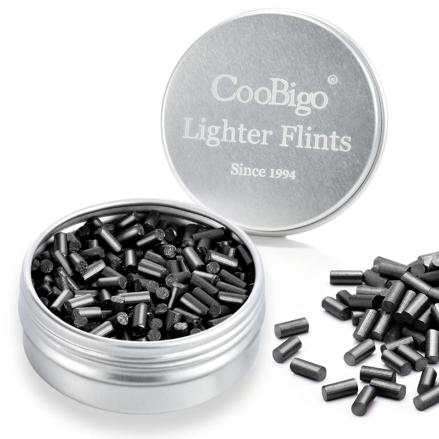 CooBigo Ferrocerium Lighter Flint Stones 2.2mm x 5.1mm (480pcs, 60g) | Universal Replacement for Petrol & Gas Lighters - main product image