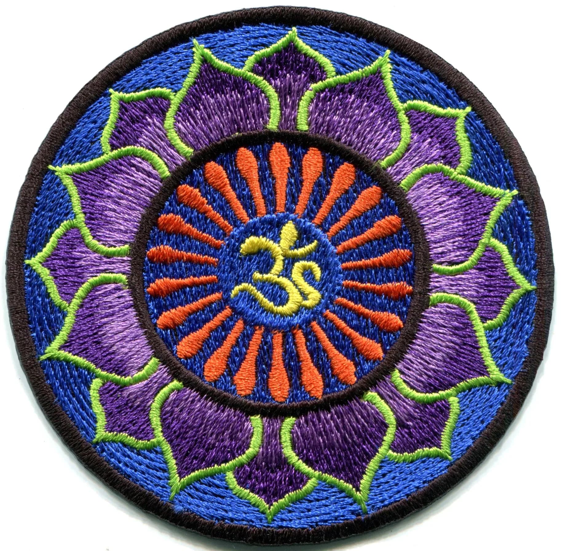 TKPatch Hindu Aum Om Lotus Embroidered Iron-on Patch 7.95 cm (3.13 in) | Authentic Indian Yoga Symbol