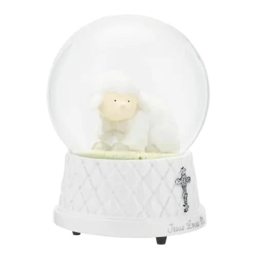 DEMDACO Jesus Loves Me Musical Water Globe, Lamb, Resin and Stone | Heartwarming Religious Decor (70-120 chars) thumbnail 1