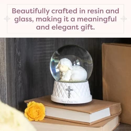 DEMDACO Jesus Loves Me Musical Water Globe, Lamb, Resin and Stone | Heartwarming Religious Decor (70-120 chars) thumbnail 5