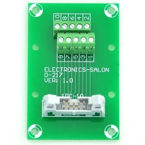 Electronics-Salon IDC10 2x5Pin Flat Ribbon Cable Breakout Board Module 2.54mm Pitch | 10-Pin FRC Connector with Terminal Block thumbnail 1