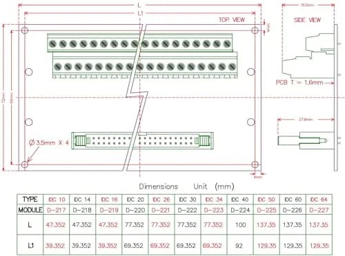 Electronics-Salon IDC10 2x5Pin Flat Ribbon Cable Breakout Board Module 2.54mm Pitch | 10-Pin FRC Connector with Terminal Block thumbnail 4