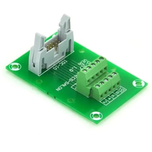 Electronics-Salon IDC10 2x5Pin Flat Ribbon Cable Breakout Board Module 2.54mm Pitch | 10-Pin FRC Connector with Terminal Block thumbnail 2