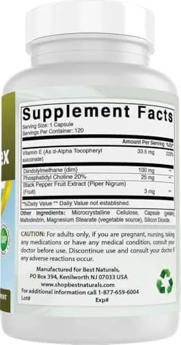 Best Naturals DIM Supplement 100 mg | Estrogen Balance & Metabolism Support in 120 Capsules thumbnail 6