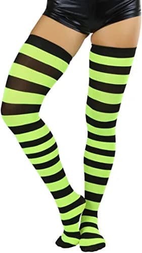 ToBeInStyle Women's Striped Thigh High Stockings | Vibrant Wide Lines, One Size thumbnail 1