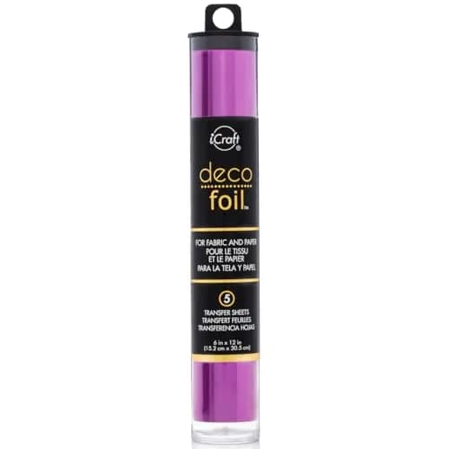 iCraft Deco Foil Transfer Sheets Magenta 6" x 12" (5 Sheets) | Vibrant Metallic Finish for Crafts thumbnail 1