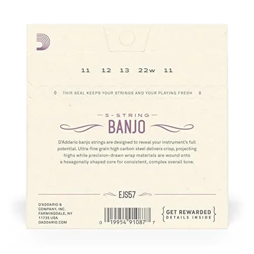 D'Addario EJS57 Banjo Strings, Stainless Steel, Custom Medium Gauge 11-22 (Pack of 1) | Bright Tone & Long Life thumbnail 3