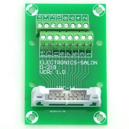 Electronics-Salon IDC16 2x8Pin Flat Ribbon Cable Breakout Board Module 2.54mm Pitch | 16-Pin IDC Connector with Terminal Block thumbnail 1