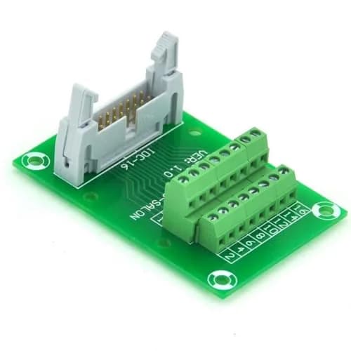 Electronics-Salon IDC16 2x8Pin Flat Ribbon Cable Breakout Board Module 2.54mm Pitch | 16-Pin IDC Connector with Terminal Block thumbnail 2