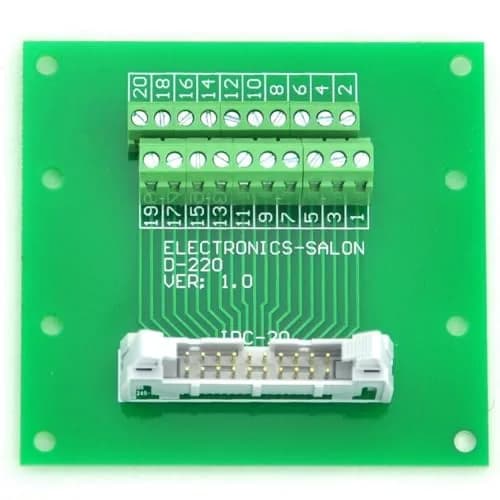 Electronics-Salon Flat Ribbon Cable 0.1" IDC20 2x10Pin | 2.54mm Pitch, 60V, Brass Header thumbnail 1