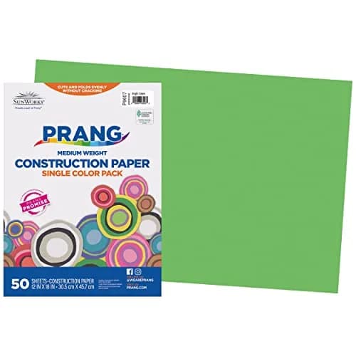 Prang Bright Green Construction Paper, 12" x 18", 50 Sheets | Heavyweight Art Paper for Crafts - main product image