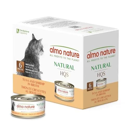 almo nature HQS Natural Wet Cat Food Tuna and Shrimp 2.47oz Pack of 6 | Grain-Free, Additive-Free thumbnail 1