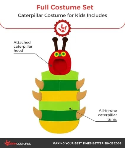 fun shack Caterpillar Costume Kids, Boys, Small | Colorful Book Character Dress-up for 3-4 Years thumbnail 2