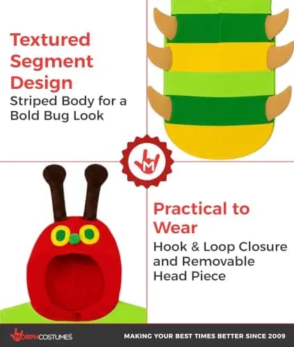 fun shack Caterpillar Costume Kids, Boys, Small | Colorful Book Character Dress-up for 3-4 Years thumbnail 3