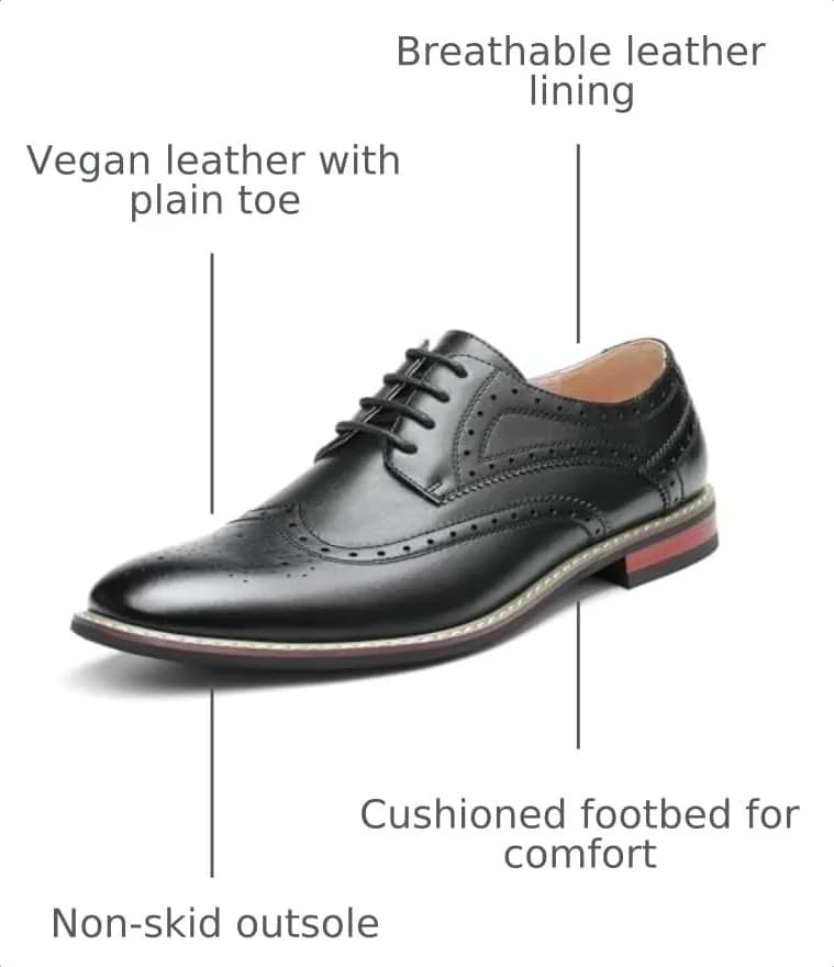 Bruno Marc Men's Classic Oxford Wingtip Shoes 6.5 D(M) US | Modern Formal Style thumbnail 3