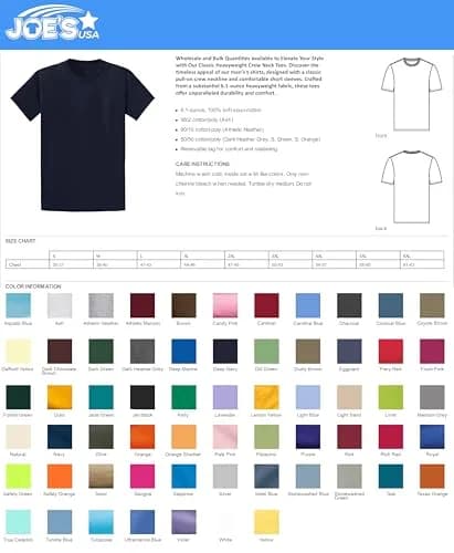 Joe's USA Heavyweight Cotton T-Shirt 3XL | Classic Fit, 6.1 oz, Orange Sherbet thumbnail 3