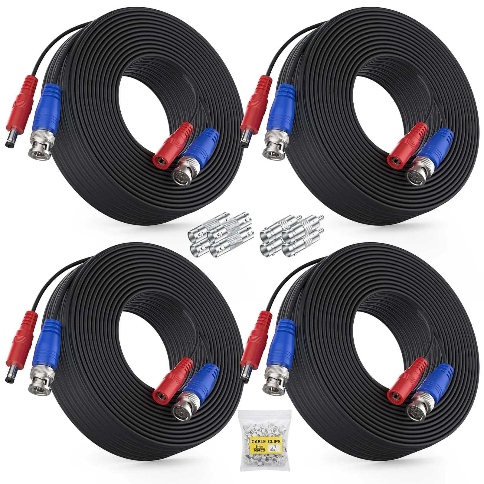 ANNKE 4 Pack 30M/100ft All-in-One Video Power Cables | BNC CCTV Wire for Surveillance